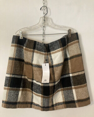 Women's High Waist Plaid Skirt Bodycon Pencil Wool Mini Skirts Large NWT